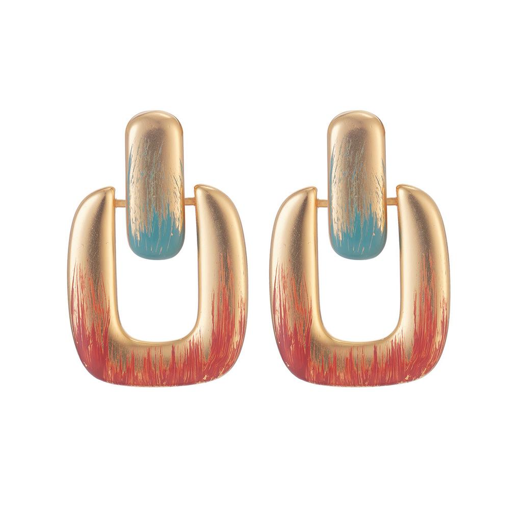 French hand-painted three-dimensional flower painted stud earrings, love high-end sense versatile ins hot-selling court style earrings