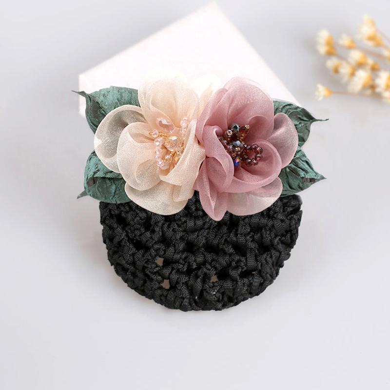 1Pc Flower Hair Clip Women Hair Accessory Durable Silk Gauze Fashion Hair Net Mesh Hairband