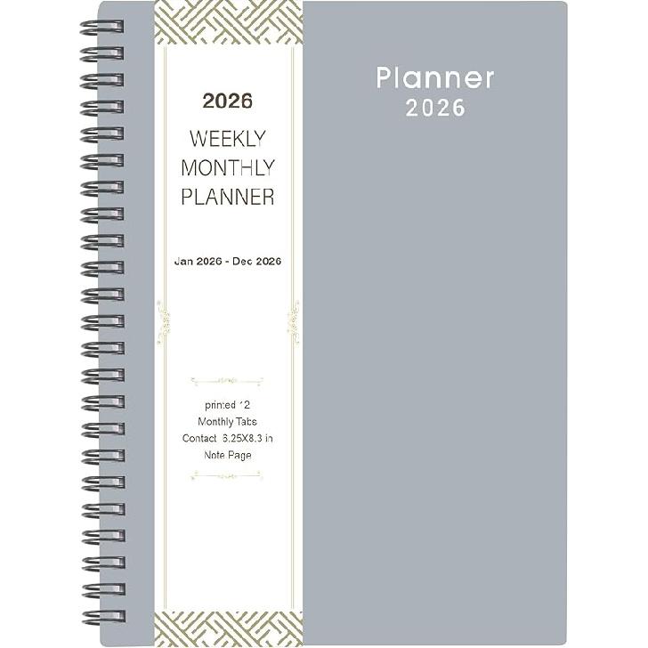 2026 Planner - Weekly & Monthly Planner 2026, Planner 2026, From January 2026 - December 2026, 6.25 in × 8.3 in, Flexible Cover, Twin-Wire Binding -