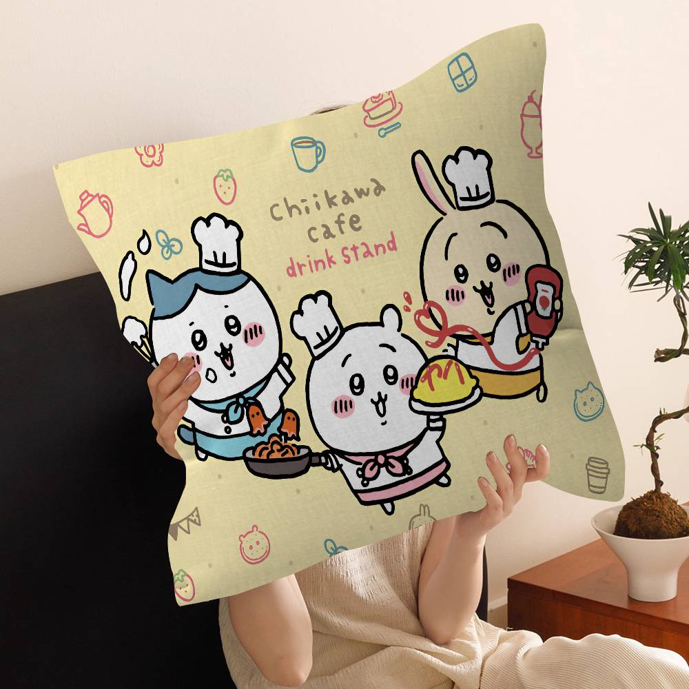 Cartoon Cute Amine Chiikawas Pillow Cushion Cover Pillowcase Living Room Sofa Home Decor