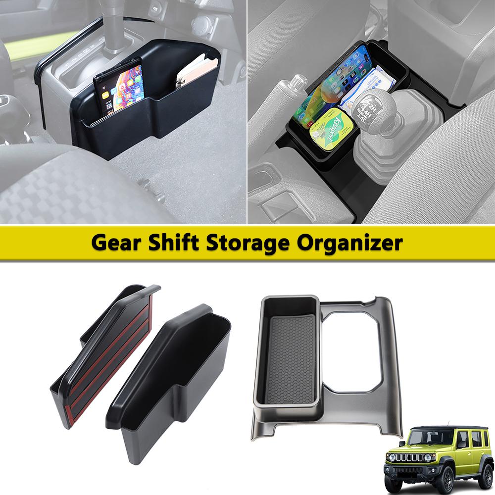 Gear Shifter Side Storage Box 4WD Gear Organizer Tray for Suzuki Jimny JB74 JB64 2019-2026 Car Interior Accessories ABS Black