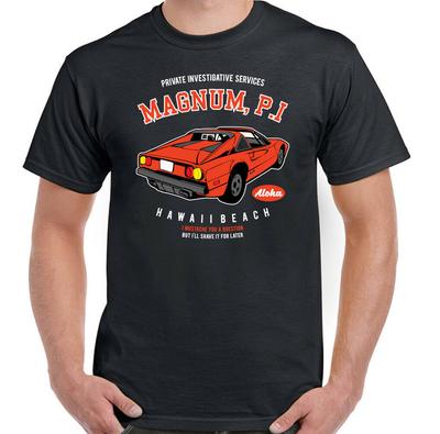 Magnum PI T-Shirt Private Investigator Mens Funny TV Show 80's Programme Retro