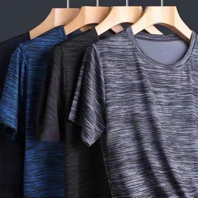 Maglietta estiva da uomo, ampia, girocollo, morbida, traspirante, elastica, ad asciugatura rapida, anti-sudore, casual, taglie forti, da jogging, palestra, fitness