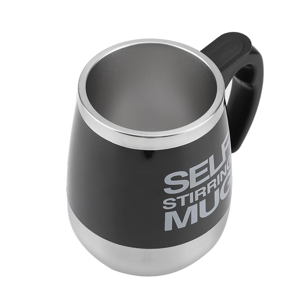 Portable Electric Stainless Steel Self Mixing Cup Magnetic Stirring Coffee Mug Black