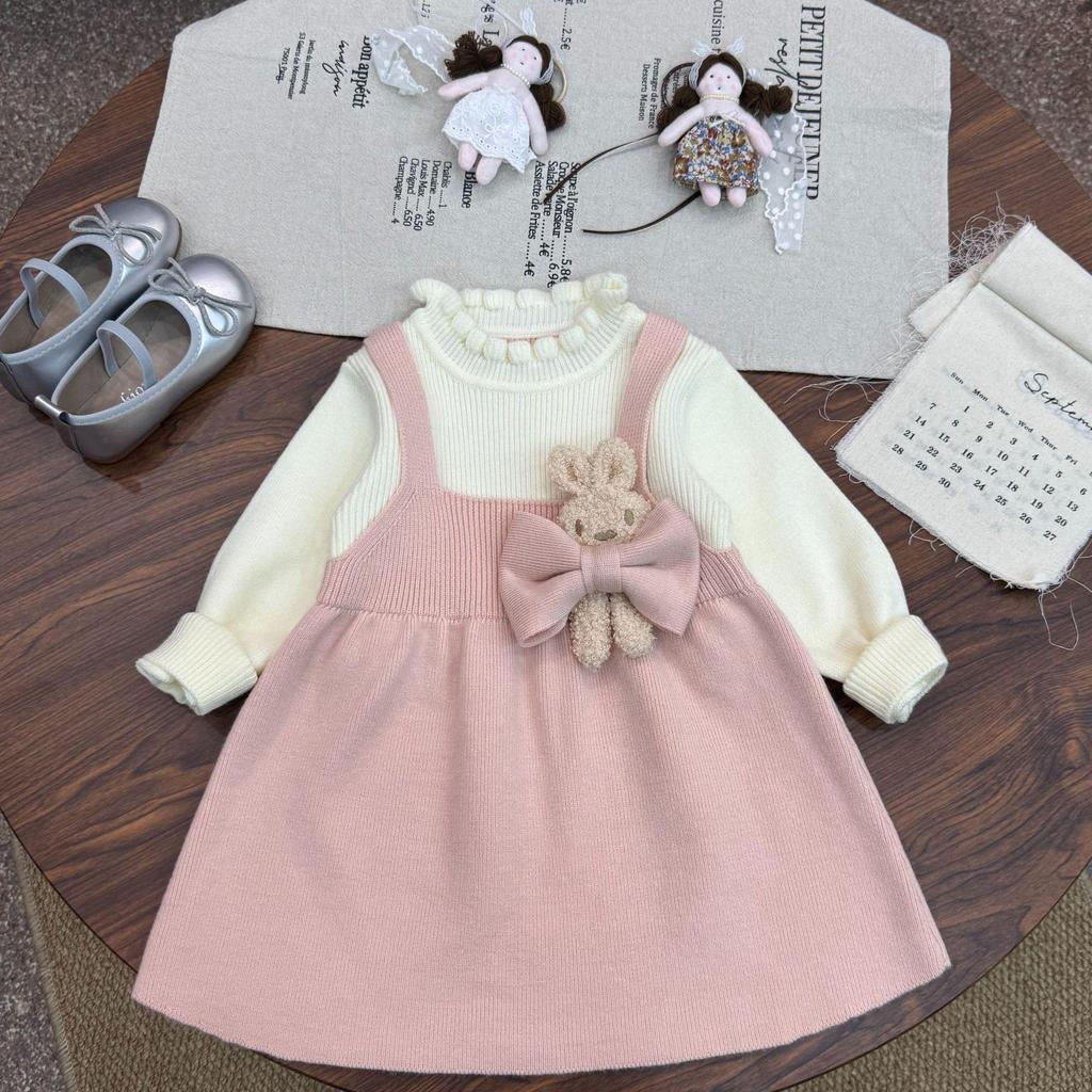 Girls' Cute Rabbit Knitted Sweater Dress - Autumn/Winter Fashion