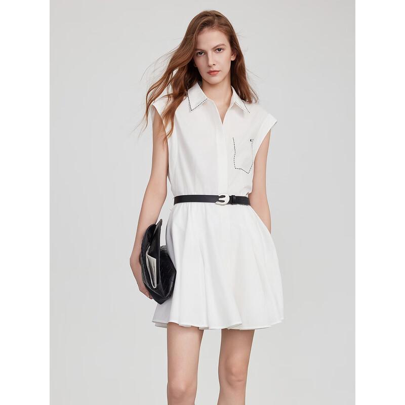 ELLE French Style Color-Block Sleeveless Shirt Dress M