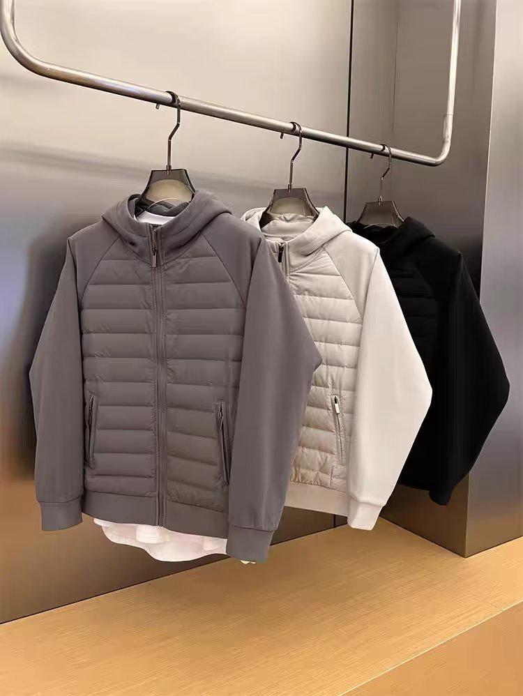 Męska casualowa zimowa bawełniana kurtka z kapturem - Luźna, modna, jednokolorowa, łączony design