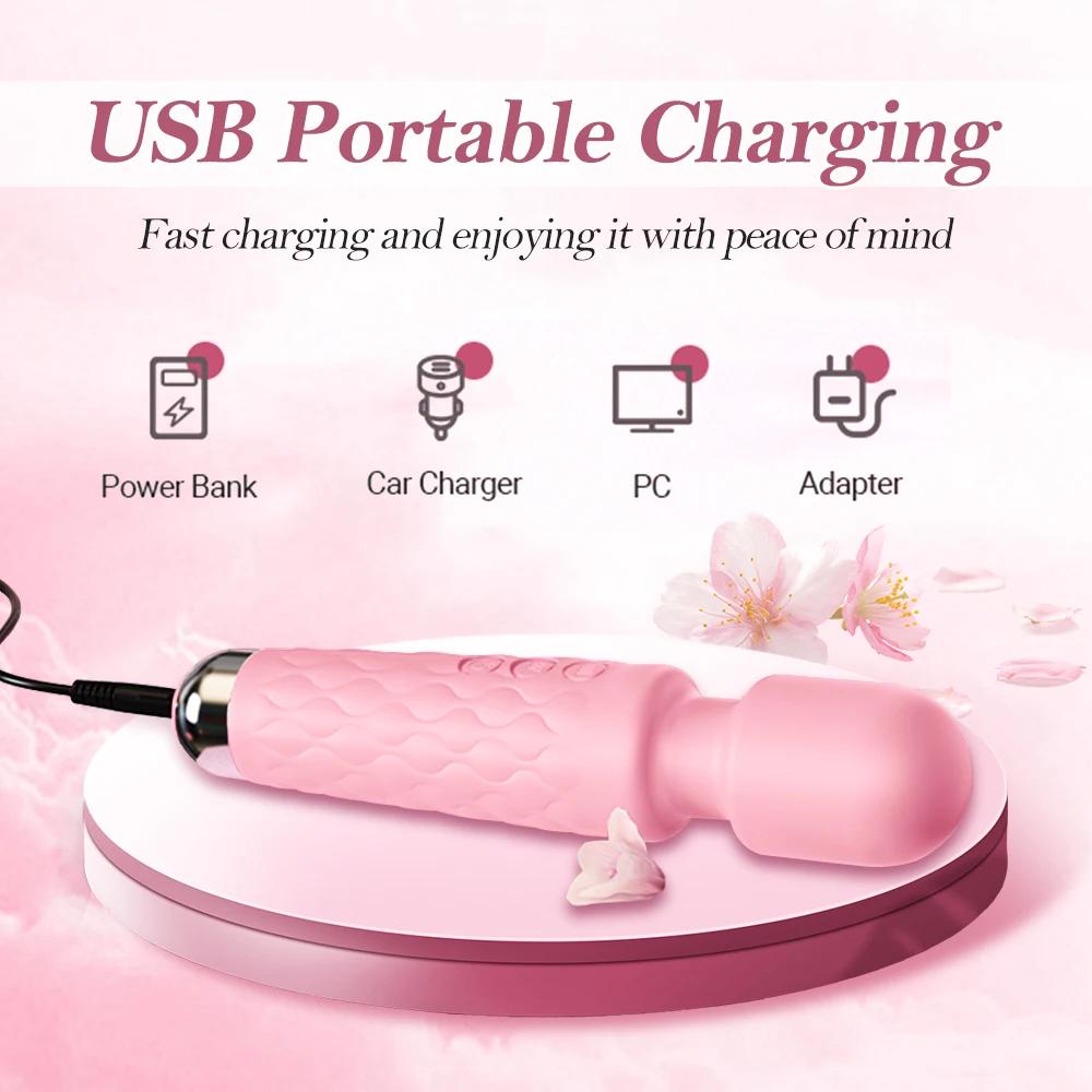 Powerful AV Vibrator for Women 20 Speeds Magic-Wand G Spot Clitoris Stimulator Anal Dildo Female Masturbation Adult Sex Toys