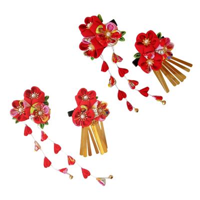Handmade Japanese Styles Fabric Flower Hairpin Comfortable Hair Ornament Traditional Kanzashi For Various Occasion