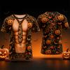 T-shirt Manches Courtes Homme Drôle Motif Musclé Faux Impression 3D Graphique Faux Abdominaux Col Rond Décontracté Fête Cosplay Costume T-shirts
