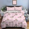 Cute Ghosts And Flowers On Pink Background Pattern Duvet Cover Set Digital Print Polyester Bedding With Zipper Closur Gifts