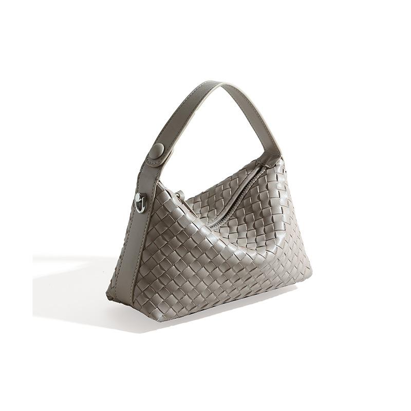 Bolso de Mujer de Cuero Genuino Bolso Simple de Mujer Bolso Bandolera de Un Hombro Bolso Tejido de Mano de Gran Capacidad