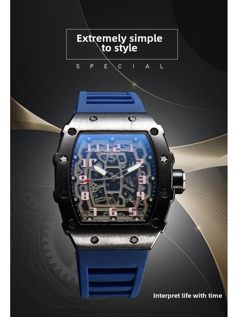 Barrel-Shaped Unisex Quartz Watch with Hollow Non-Mechanical Pointer and Single Calendar
