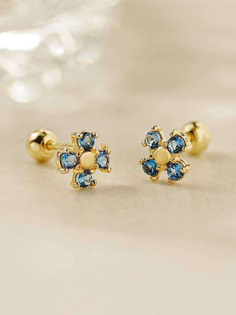 Minimalpiercing 14K Grand Bleu Flower Piercing Earrings