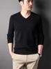 Men's High-End All-Wool Round Neck Sweater - Pure Color Knitwear for Autumn and Winter