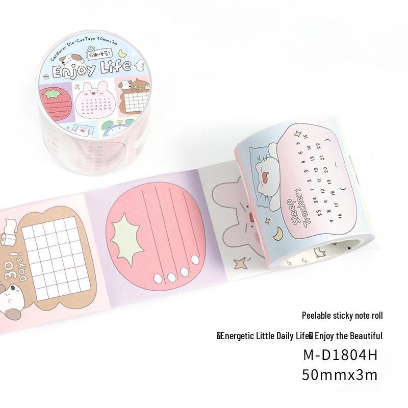 Letters Lover Tearable Sticky Note Roll - Energetic Daily Series Cartoon Cute Journal Border Stickers