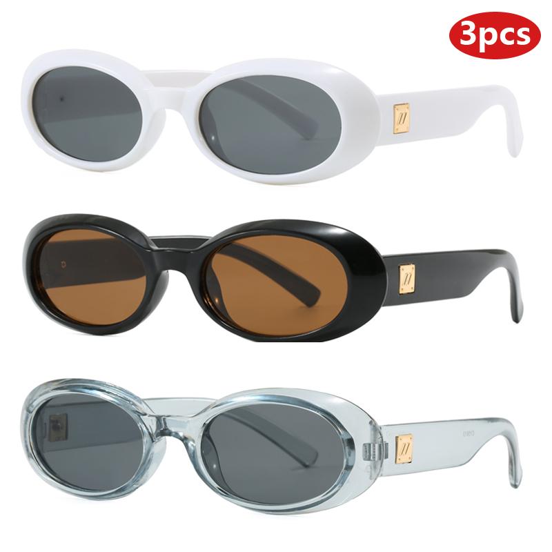 3Pcs Pack Retro Oval Sunglasses Women Classics Black Shades Uv400 Men Punk Brand Sun Glasses Outdoor Cycling Goggles Unisex