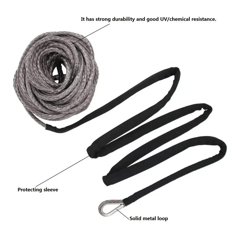 15m Winch Cable Kevlar Cable Towing Car Tow Strap Trailer Rope with Hook for ATV Off Road Accessories 7700lbs 3.5T