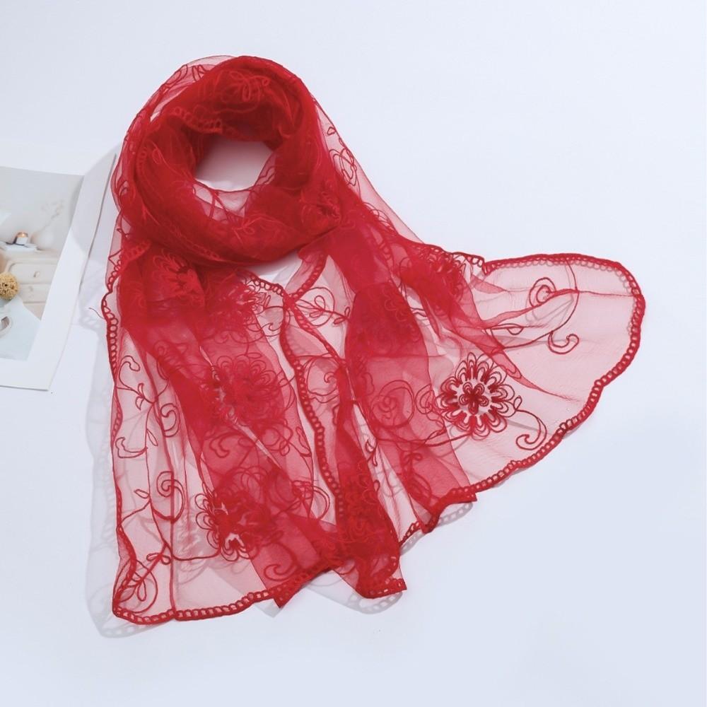 Flower Pattern Retro Scarf Elegant Embroidered Flower Scarf New Lace Scarf  Casual Wear
