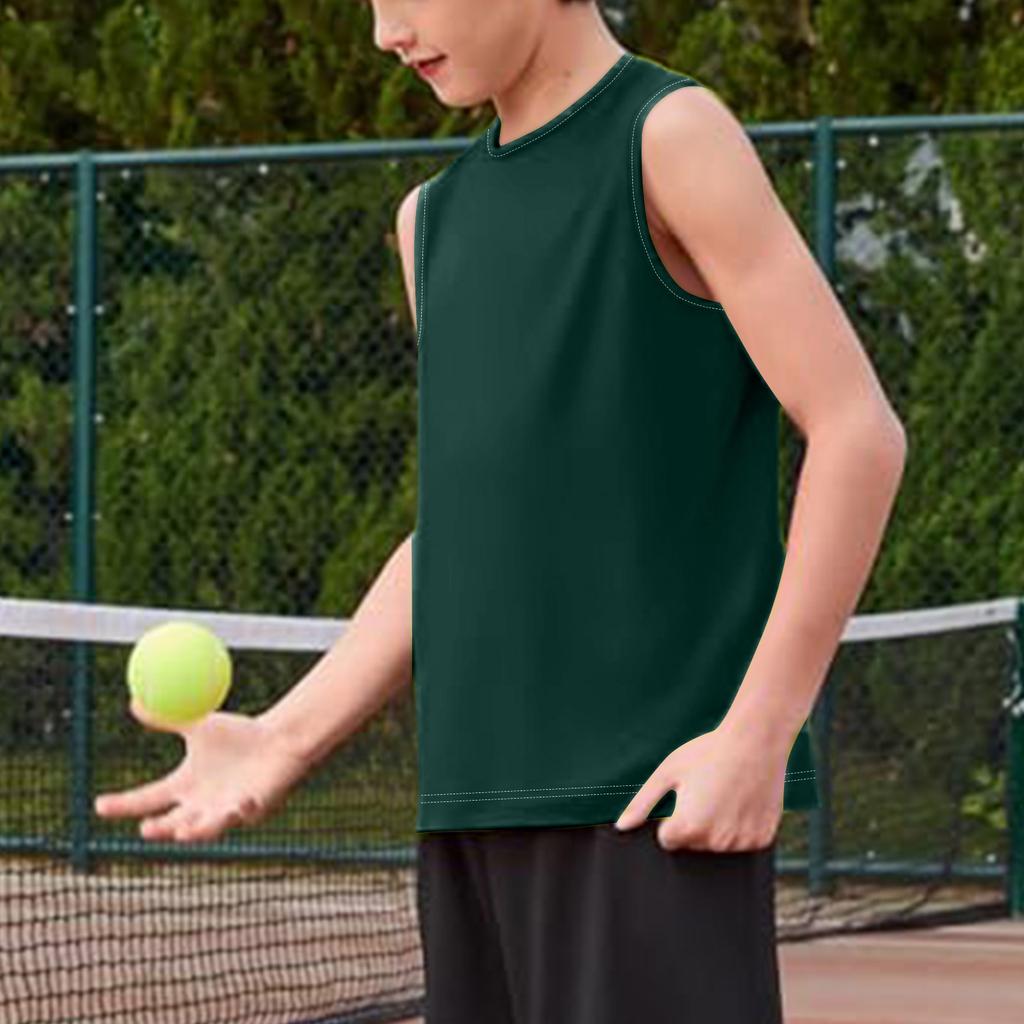 Ärmelloses Rundhals-Tanktop für Jungen Klassische Passform Jugend Basic Einfarbig Unterhemd Weiches Baumwollmaterial Bequem zu tragen