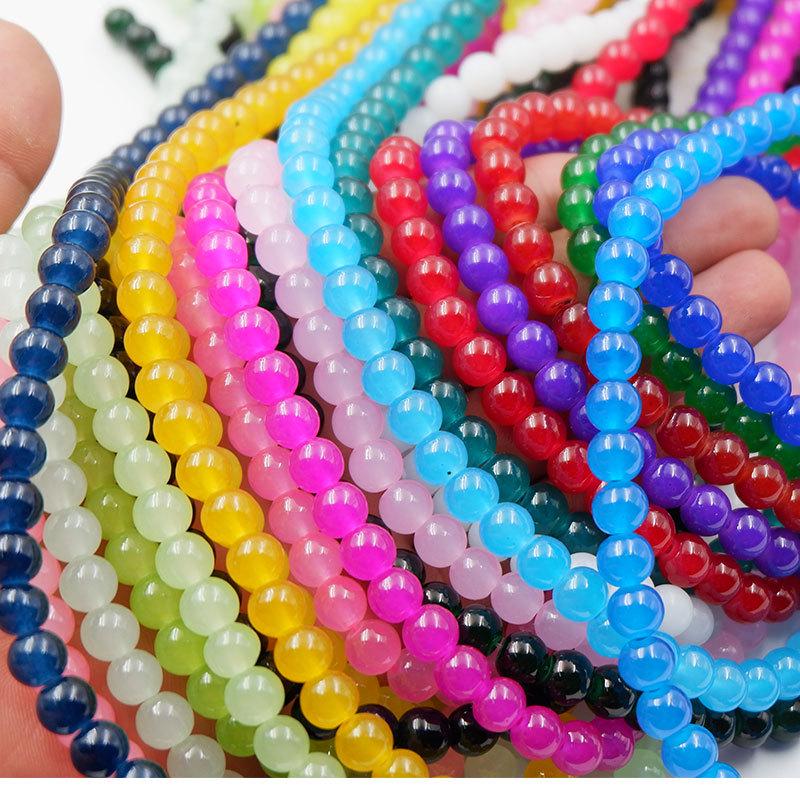 8MM Glossy Synthetic Jade Agate Glass Beads for Bracelets, Necklaces, Hairpins - Round Imitation Jade Loose Beads