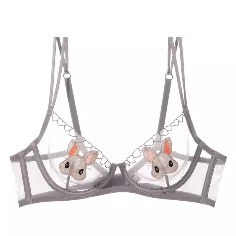Cross-Border Sexy Bunny Sheer Underwear Set for Women: Slimming, Enhancing Bra for a Pure Desire Look
