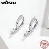 WOSTU Hot Sale 100% 925 Sterling Silver Circle Dangle Clear Zircon Earrings For Women Korean Style Wedding Fine Jewelry CTE157