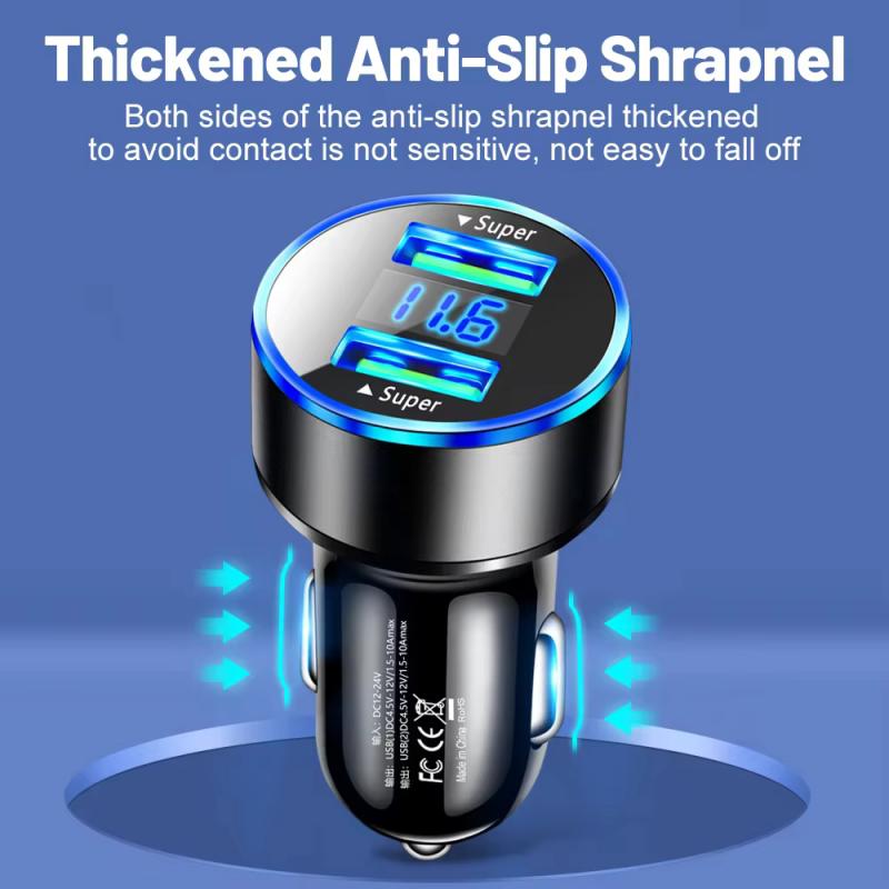 240W Autoladegerät Duale USB-Anschlüsse 120W Superschnellladung mit Digitalanzeige Schnellladeadapter für iPhone Samsung Xiaomi