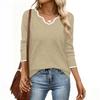 2025 A/W Women's Deep V-neck Color Block Knit Long Sleeve Pullover Sweater