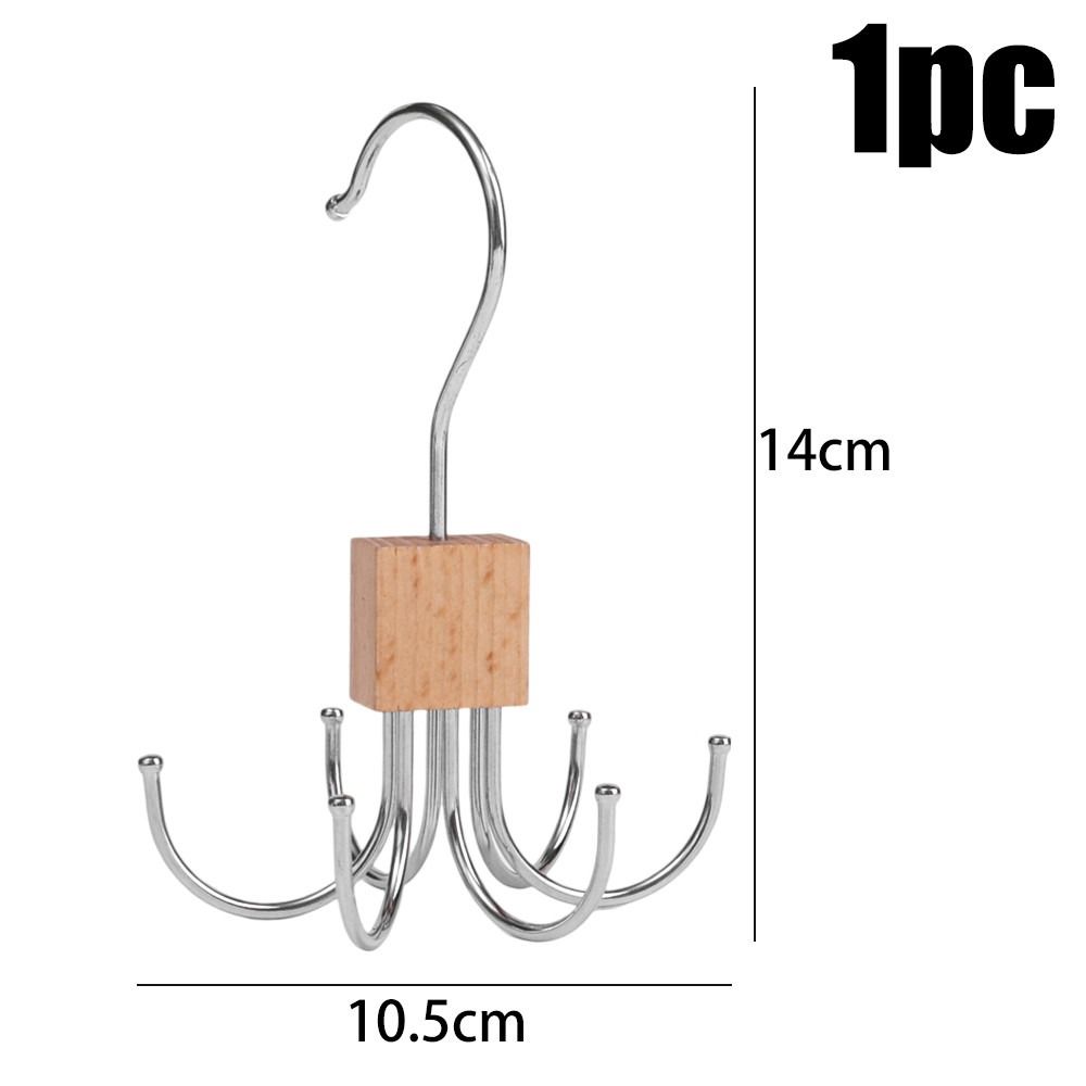 New Wooden Hanger Universal Rotatable Wardrobe Hook Traceless Six-claw Belt Organizer