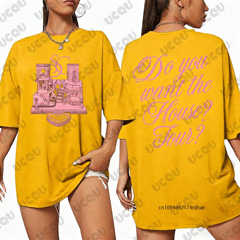 Sabrina Carpenter House Tour 2026 Maglietta in Cotone Grafica da Donna Estiva Nuova Manica Corta Magliette Casual Oversize Unisex