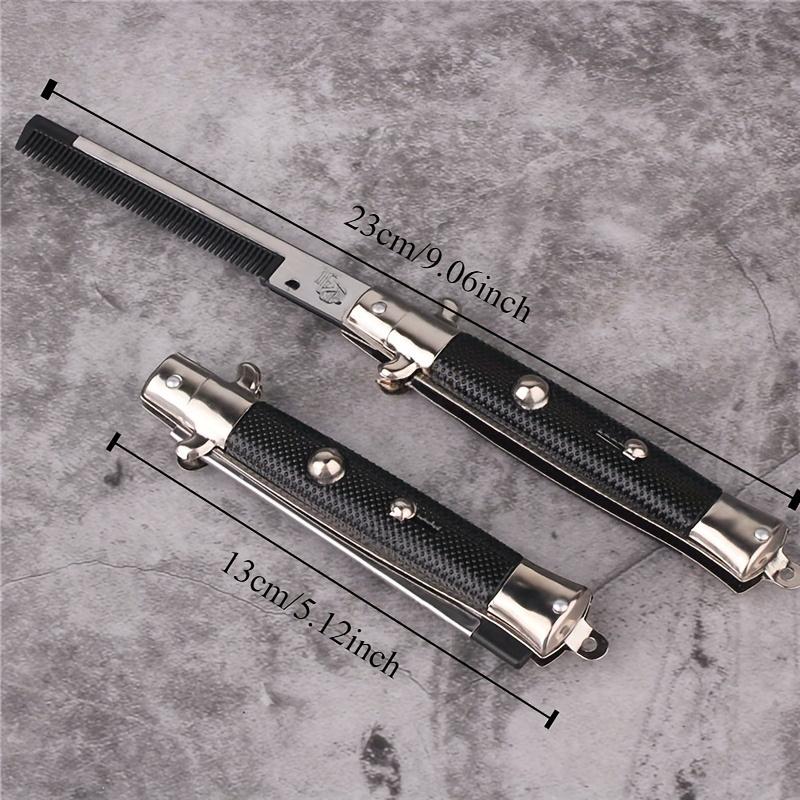 Men's Compact Folding Comb - Stainless Steel Mane, Durable ABS Handle, Easy To Use Suitable for All Hairstyles Travel Combs, Practical Beauty Products