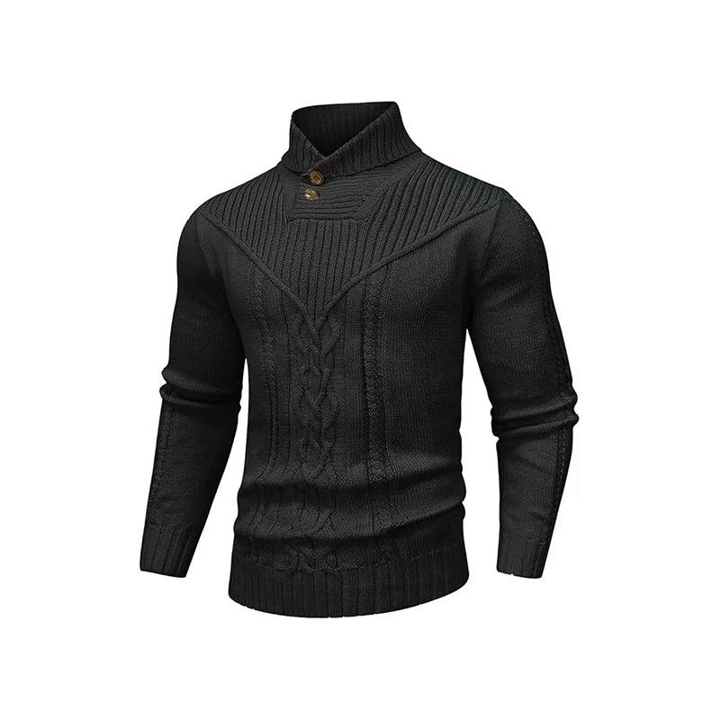 Men’s European & American Style Stand Collar Cable Knit Pullover Sweater for Spring & Autumn XL