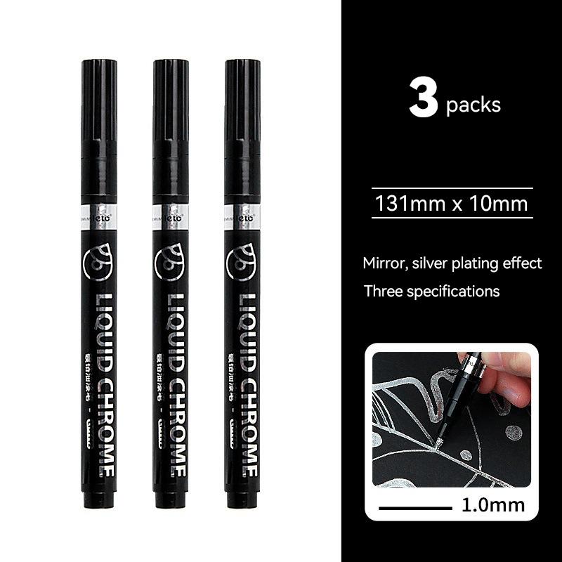 6/1pcs Chrome Pen Marker Reflective Mirror Electroplating Paint Repair Marker For Rock Ceramic Glass 0.8/1/2mm Nib Art Craftwork