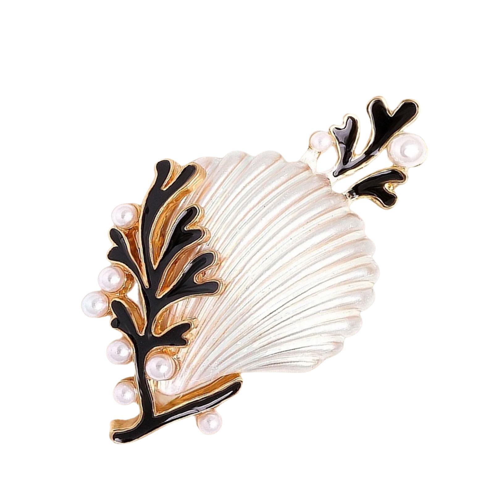 

Ракушка Коралловая Брошь с Жемчужным Акцентом и Яркой Техникой Капельной Глазури Нагрудный Значок для Повседневной Носки или Особых Случаев белый