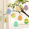 8pcs Easter Wooden Assorted Colored Egg Shapes Blank Wooden Ornaments Spring Home Hanging Ornaments Crafts Easter Decorations