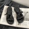 Bow thick bottom heightening women's cool slippers summer new wear heightening fairy style versatile flip-flops female tide