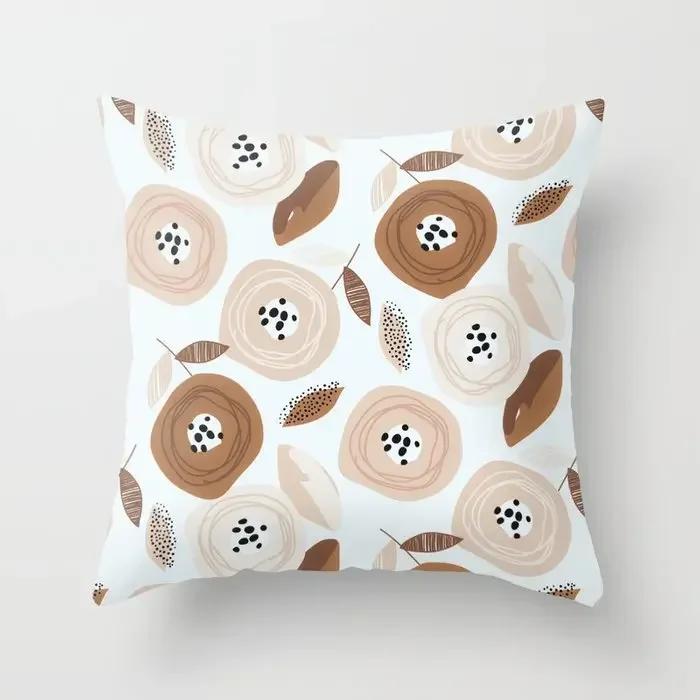 Modern Abstract Pink Brown Geometric Pillowscase Fashion Decorative Pillows Cover Livingroom Sofa Cushions Cover 45*45cm