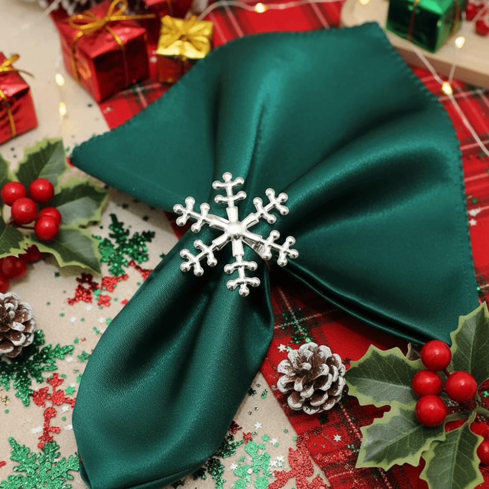 6PCS Reusable Christmas Snowflake Napkin Ring Metal Napkin Buckle Xmas Napkin Holder Wedding