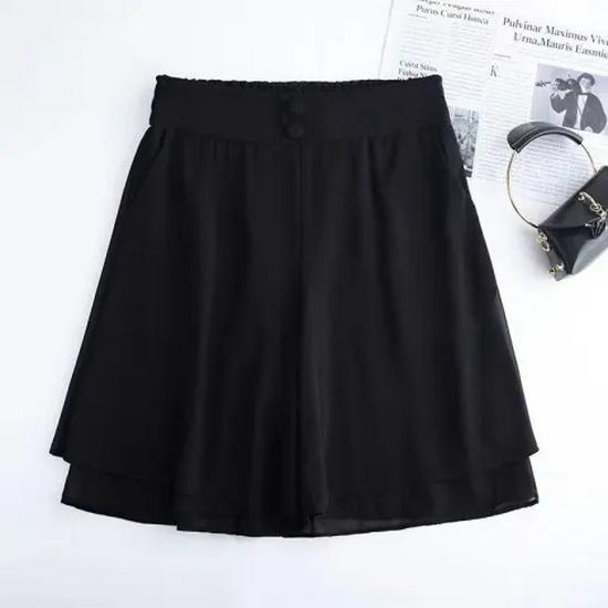 

Women s Summer Chiffon A-Line Wide-Leg Shorts - Casual, Versatile, Slim & Lightweight 5XL чёрный
