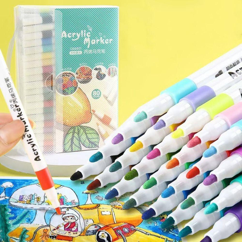 Fine Nib Paint Art Marker Soft Tip Acrylic Paint Marker Child Painting Graffiti Pens Art Supplies