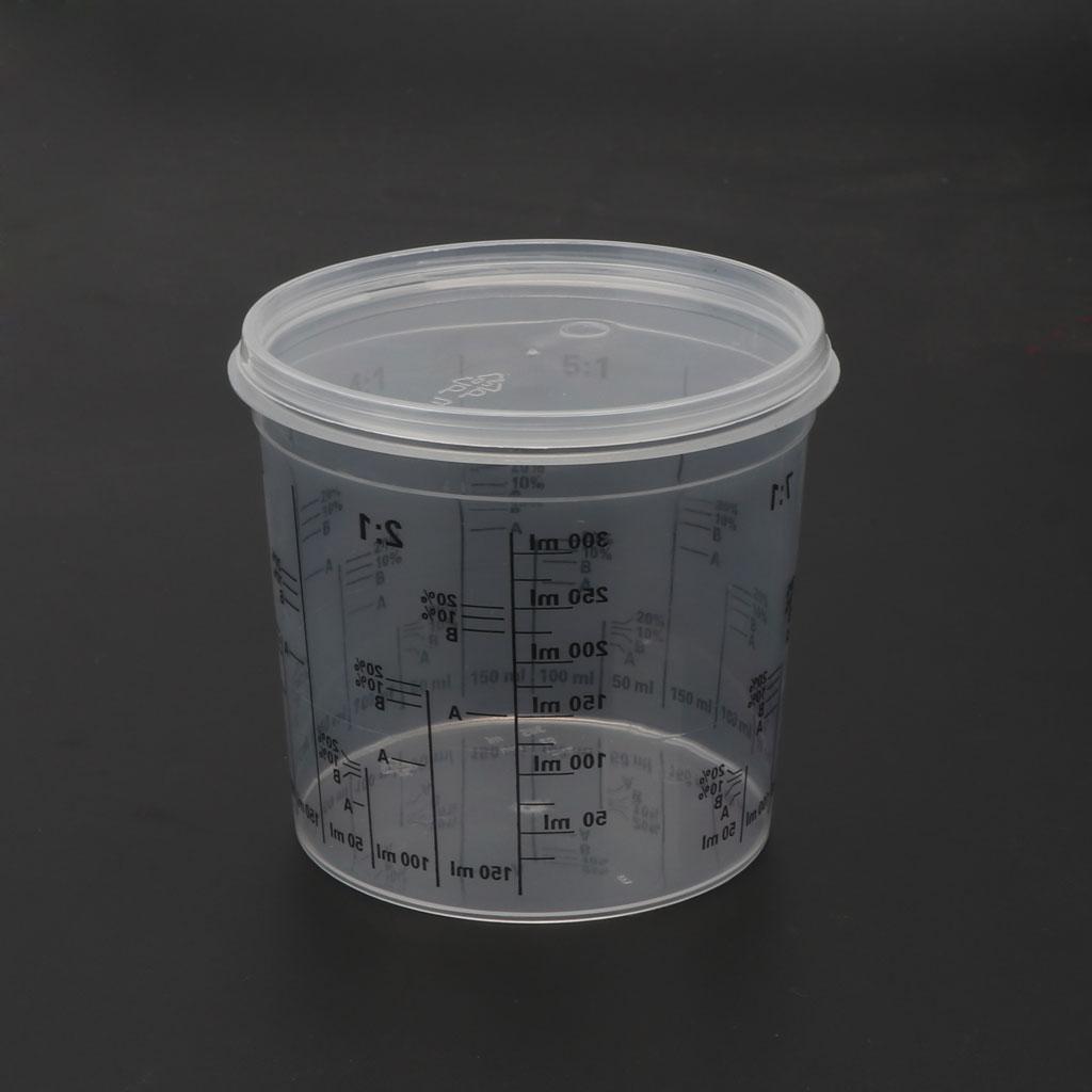 Calibrated Mixing Ratios Disposable Clear Graduated Plastic Mixing Cups for Paint UV Resin Epoxy 400ml Measuring Ratios