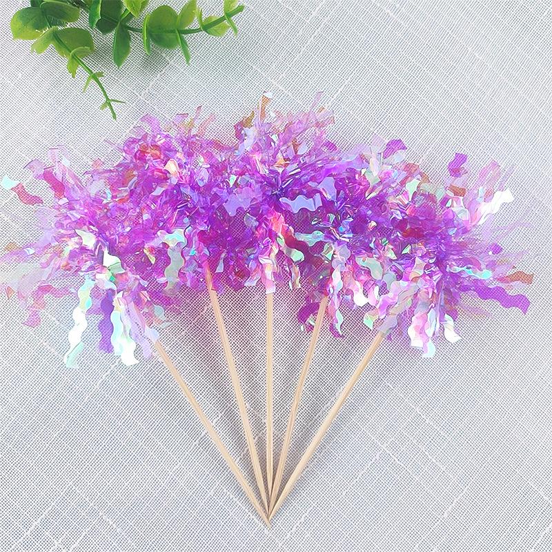 10/20Pcs Glitter Happy Birthday Cake Topper Colorful Fireworks Tassels Cupcake Topper Wedding Baby Shower DIY Dessert Cake Decor