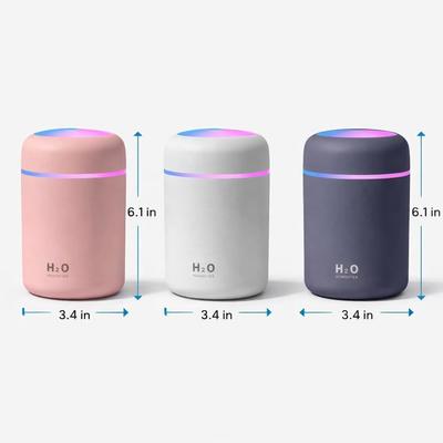 Wood Grain Mini Humidifier 300 Ml Cool Mist Aroma Diffuser with 7 Color LED Night Light, USB Portable Mist Maker Waterless Auto Shut-Off for Bedr