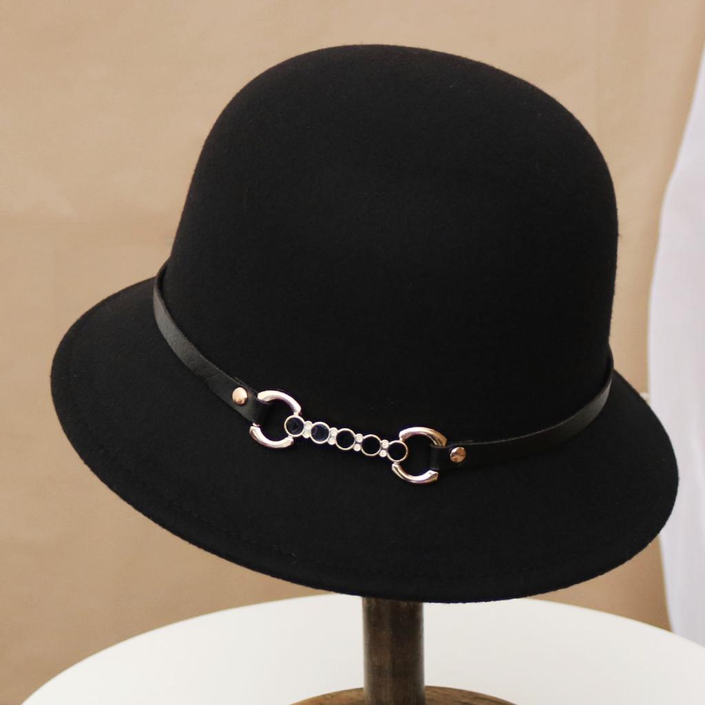 Hat Women's Autumn and Winter Wool British Thermal Basin Hat Foreign Style Short Brim Show Small Face Foldable Bucket Hat Tide