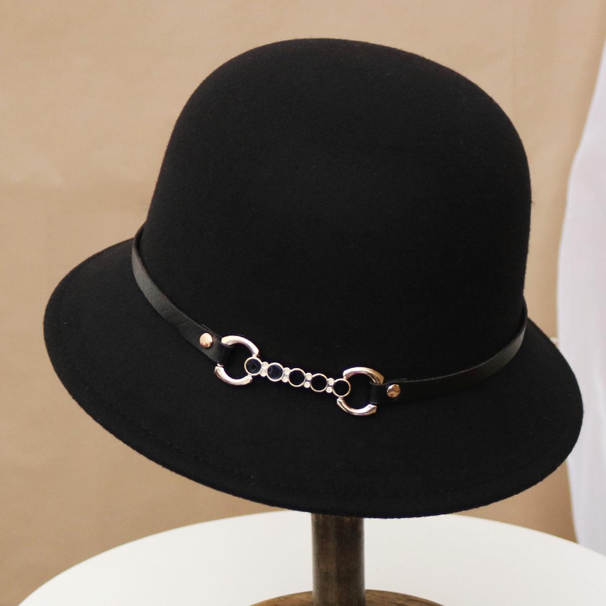 

Hat Women s Autumn and Winter Wool British Thermal Basin Hat Foreign Style Short Brim Show Small Face Foldable Bucket Hat Tide 56-58cm