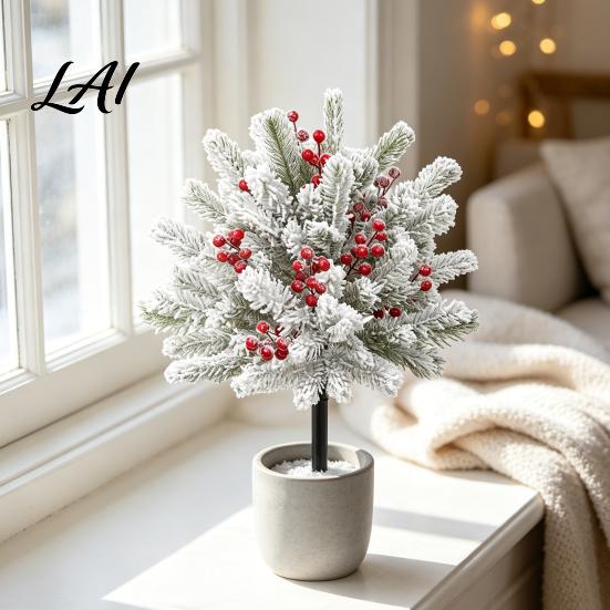Outdoor Patio Christmas Accents Artificial Poinsettia Flower Yard Stake Red Floral Ground Spike Decor Potted Pine for Weather‑Resistant Fake Plant