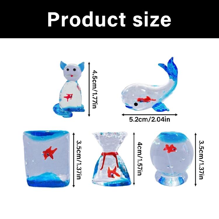 Glass Fish Tanks Figurines Collection Glass Ornament Statue Car Interior Dashboards Ornament for Birthday Home Decors