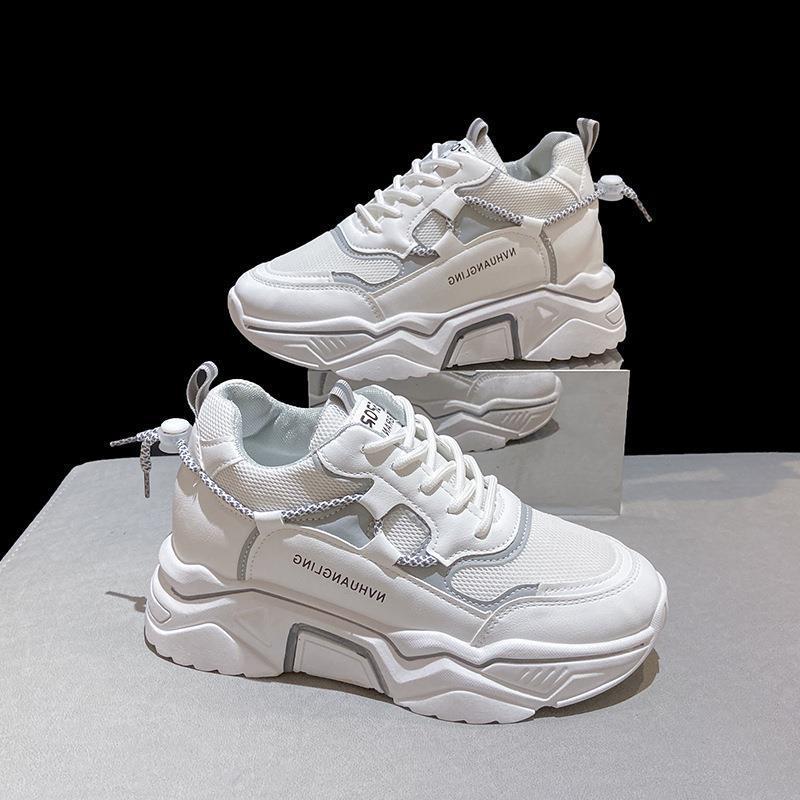 

Сетчатые дышащие папины кроссовки женские новые модные в стиле инс корейская версия универсальные подчеркивающие стопу маленькие спортивные на толстой подошве увеличивающие рост 40 [Factory Express] серый