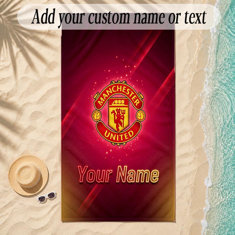 Beach TowelManchester United Custom Name Text Personalized Soft Towel for Beach Pool Indoor Home Decor Gift